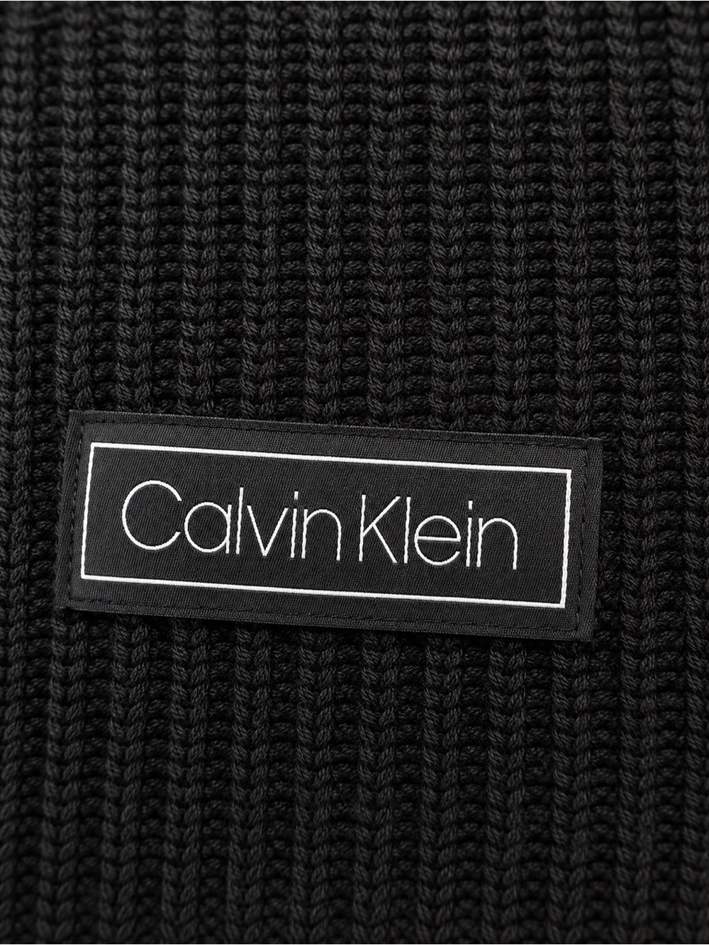 Calvin Klein Black Ribbed Knit Beanie & Scarf duo with Logo Patch - Picture 5 of 8